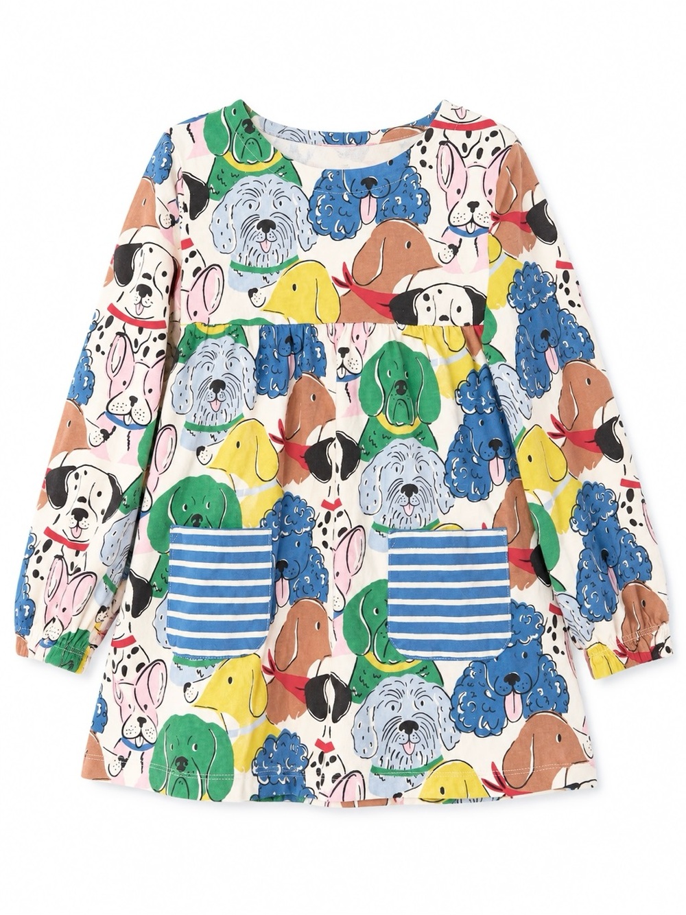 Mini Boden Dog Print Pocket Dress Girls Size 7-8Y 100% Cotton